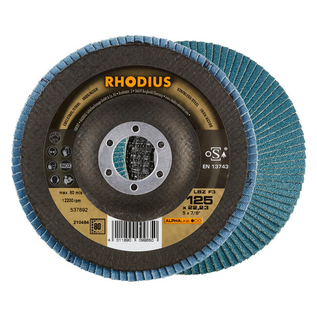 RHODIUS Flap disc LSZ-F3 125mm grit 80 - 10 pcs