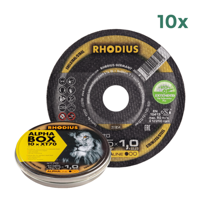 RHODIUS Trennscheibe Alpha XT70 125x1,0mm - 10 Stück im Döschen