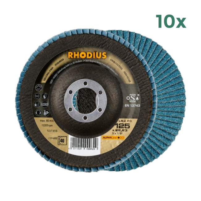 RHODIUS Flap disc LSZ-F3 125mm, grit 40 - 10 pieces