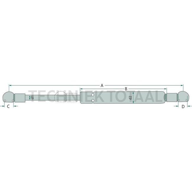 GRANIT Gas strut 130 N, 500 mm, stroke 211 mm John Deere Series 6M-6100M