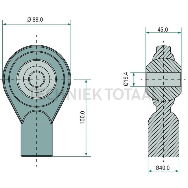 GRANIT GRANIT Kugelgelenk Kat. 1 - 12272088 | Category: 1 | A (mm): 45 | B (mm): 40 | D (mm): 19 | E (mm): 88