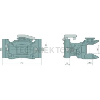 Sauermann Trailer coupling manual rail 242 mm, locking pin Ø 22 mm