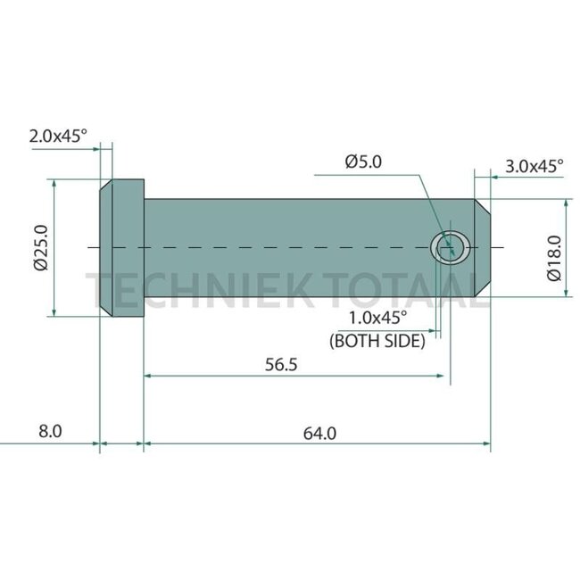 GRANIT GRANIT Oberlenkerbolzen - 20000203 | A (mm): 18 | B (mm): 56,5 | C (mm): 72 | D (mm): 25 | E (mm): 5
