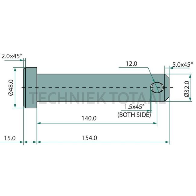 GRANIT GRANIT Bolzen - 20000209 | A (mm): 32 | B (mm): 140 | C (mm): 169 | D (mm): 48 | E (mm): 12