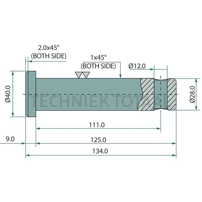 GRANIT GRANIT Unterlenkerbolzen - 20000210 | A (mm): 28 | B (mm): 12 | C (mm): 111 | D (mm): 125 | E (mm): 40