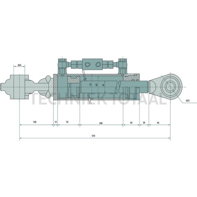 GRANIT Hydraulic top link cat. 2/2, 570 - 835 mm, stroke 265 mm