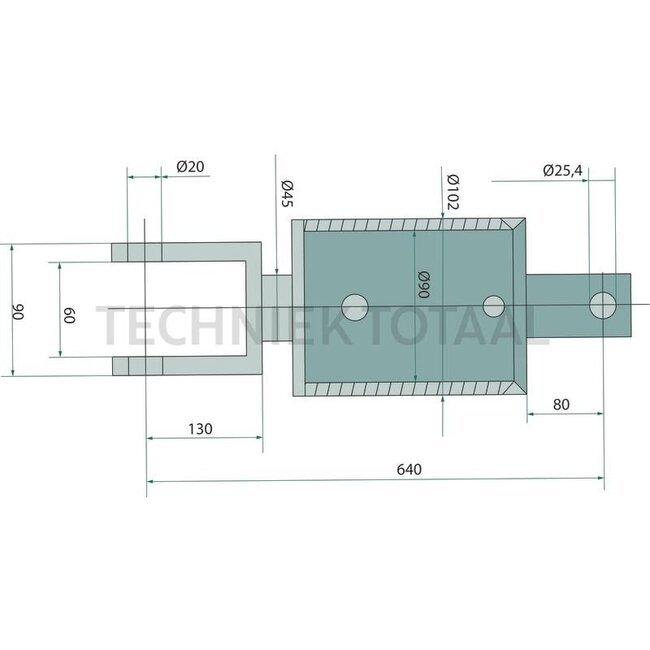 GRANIT GRANIT Hydraulic lifting strut Check valve with 3/8‚Äù thread - 71806337 | Type: Fork joint / perforated plate | A (mm): 20 | S (mm): 60 | B (mm): 25,4 | L (mm): 640 | C (mm): 45 | D (mm): 90 | Stroke (mm): 248