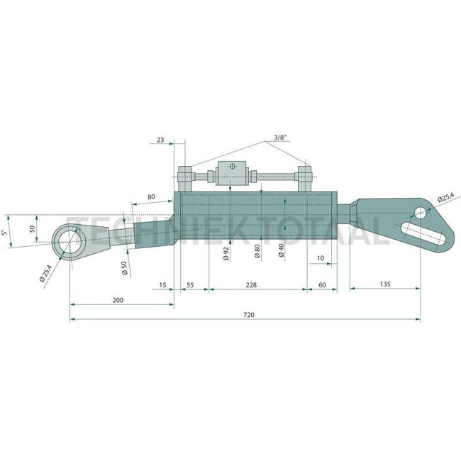 GRANIT GRANIT Hydraulische Hubstrebe Sperrblock mit 3/8" Gewinde - 71817129 | Bauart: Gabelgelenk / Gabelgelenk | A (mm): 25,4 | B (mm): 25,4 | L (mm): 720 | C (mm): 40 | D (mm): 80 | Hub (mm): 228