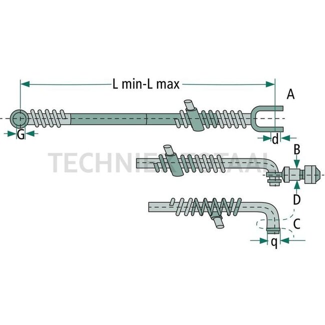 Walterscheid Walterscheid Spacer - 395309638 | Version: B | L min. (mm): 496 | L max. (mm): 533 | Spring travel: +/- 60 | D (mm): 28 | Thread: M14