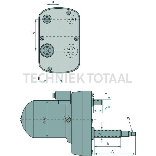 GRANIT GRANIT Wischermotor - 654900046 | Winkel (Grad): 65 | Volt: 12 | A (mm): 87 | B (mm): 65 | C (mm): 65 | D (mm): M12 x 1 | F (mm): M8 | G (mm): 57 | W (mm): konisch 8 x M6 | U/min.: 40
