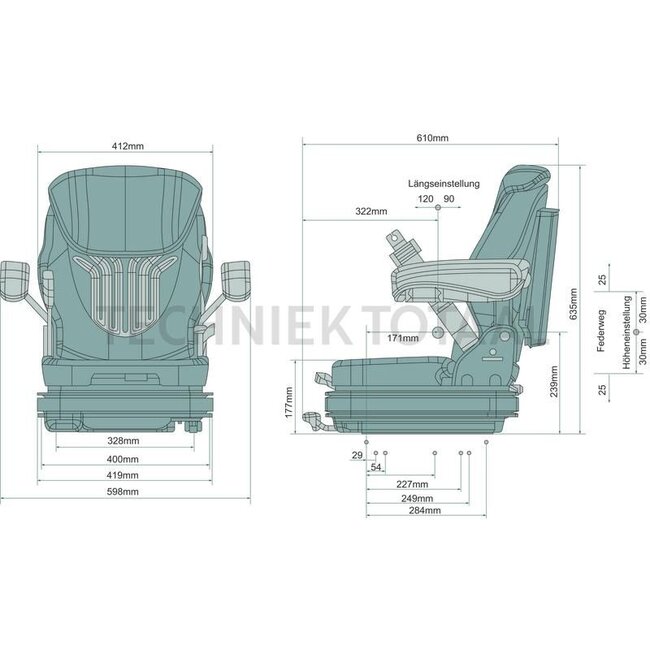 GRAMMER GRAMMER Compact seat Primo Professional S MSG75GL511 - 2401291748 | Innovative compact seat with lowest-profile air suspension for forklifts with limited installation space. Thanks to the pneumatic system, the combined weight and height adjustment allows