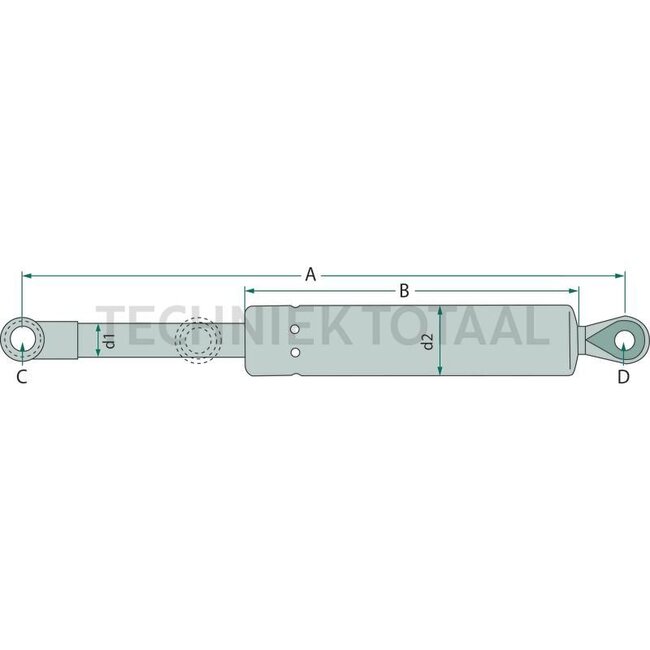 GRANIT Gas strut door 250 N, 270 mm, stroke 92 mm Case IH Series 94-1694
