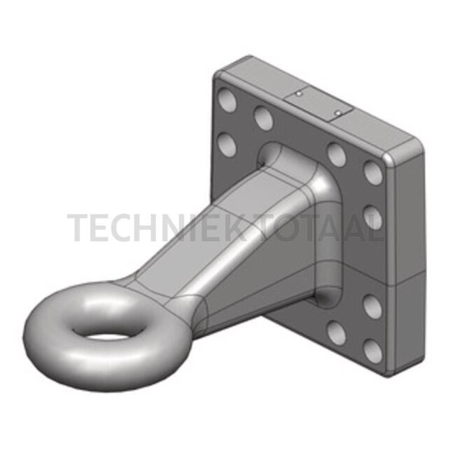 Scharmüller Drawbar eye - 77700665431 | Version: Flange | D-value: 91,3 kN | Hole pattern: 160 x 160 mm | Towing eye Ø: 50 mm | Load capacity: 4000 kg | Colour: Black | Lock: Ring, rigid, hitch ring | No. of holes: 12 | Overhang: 248 mm | Hole: M20 mm | Flange: Verti