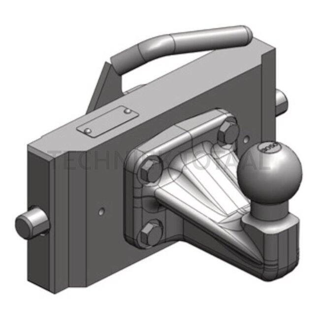Scharmüller Insert System CBM - 77703624502 | Rail width: 245 mm | Guide width: 30 mm | Detent pin Ø: 20 mm | Load capacity: 250 kg | D-value: 31 kN | Overhang: 125 mm | Plate height: 120 mm | Hole: M10 mm | Colour: Black | Description: Height adjustable with handle