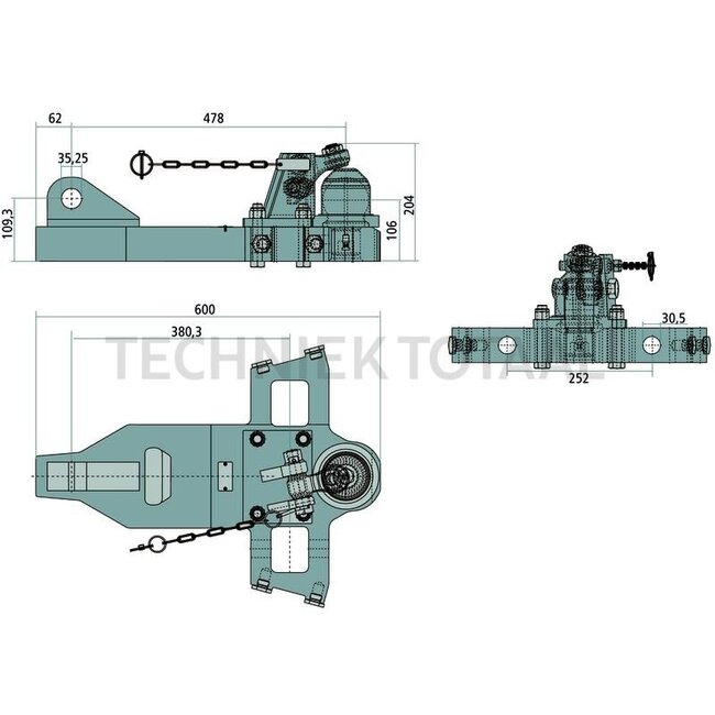 Scharmüller Draagplaat K80 - 777009603190 | Vergrendeling: kogel 80 | Oplegdruk: 4000 kg | D-waarde: 97,1 kN | Lengte: 600 mm | Kleur: zwart | Oplegdruk: 4 ton