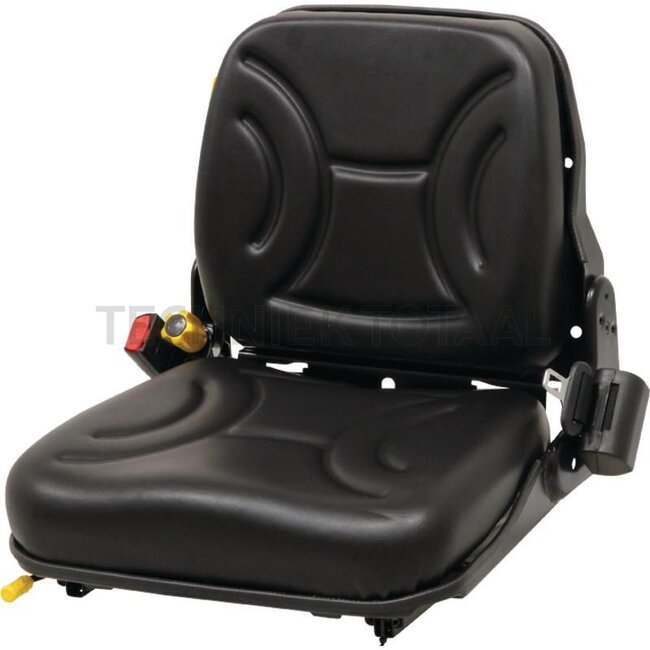 GRANIT Sitz - 24000038S | Höhe: 480 mm | Länge: 491 → 508 mm | Technische Daten: ● Gefederter Sitz mit Federungsregulierung für Gewicht von 50 kg bis 130 kg, ● Längsverstellung mit Führungsschienen 250 mm, ● Einstellbereich 150 mm in Stufen zu 15 mm, ● Rückenleh