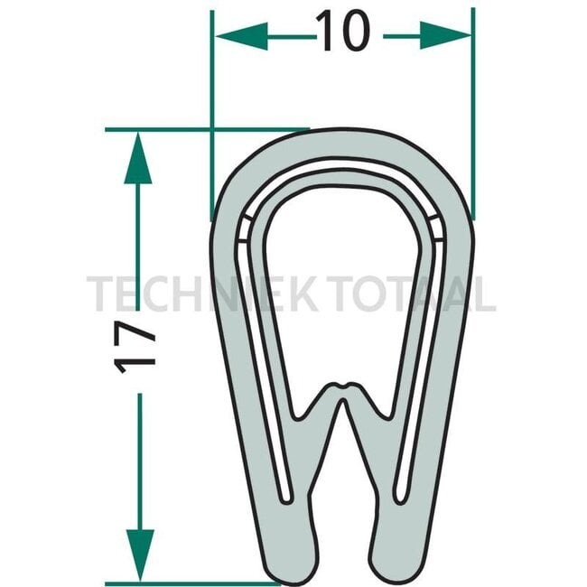 GRANIT Rubber seal - 25 meter - 654A1018/25 | Clamping range: 1 - 4 mm | Length: 25 m | B: 10 mm | H: 17 mm