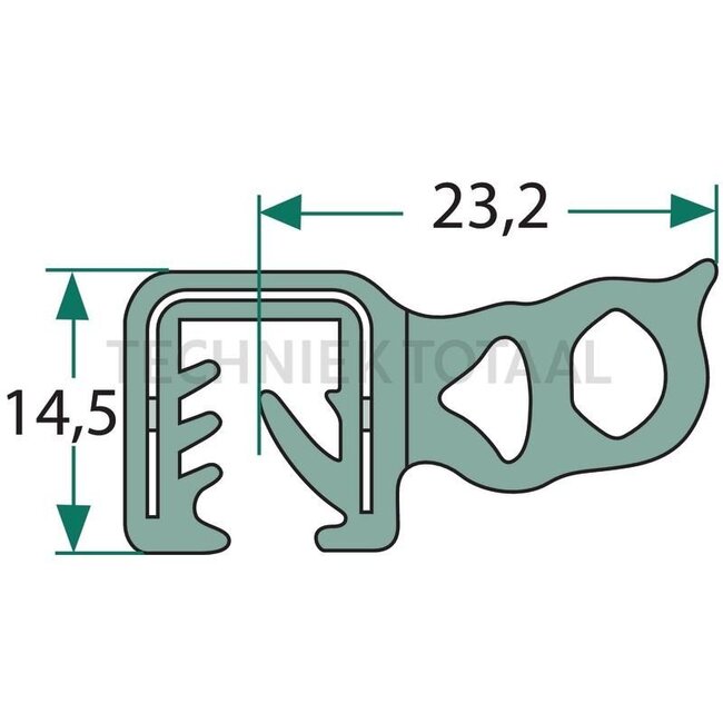 GRANIT Rubber seal - 25 pcs. - 654A3548/25, AL164267 | Clamping range: 4 - 6 mm | Length: 25 m | B: 23,2 mm | H: 14,5 mm