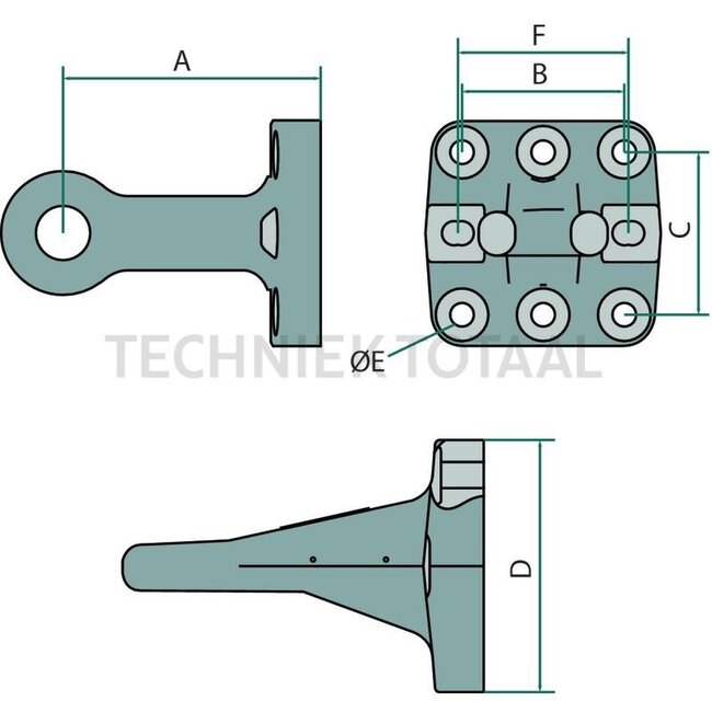 Walterscheid Drawbar eye - 770ZO5145 | Version: Pick-up hitch | D-value: 102,4 / 107,4 kN | Hole pattern: 145 x 145 mm | Towing eye Ø: 50 mm | Load capacity: 3000 / 1500 kg | Colour: black | Lock: Ring, not rotatable | A: 240 mm | No. of holes: 8 | Overhang: 240 mm |