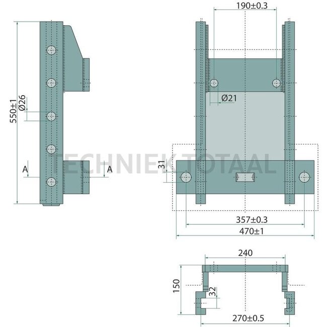 ROCKINGER Trekhaakframe met penkoppeling 270/25/32, 1600 kg, 70 kN zwart