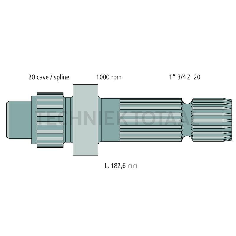 Aftakas-eindstuk 182,6 mm, 1 3/4 inch 20 groeven, 1000 omw./min., foto 2 van 2