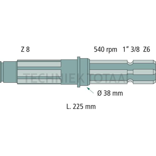 GRANIT Zapfwellenendstück - 70804801, 04337922, 02384202, 02307568 | Ausführung: Länge 225 mm | Bemerkungen: Wenn die alte Ausführung mit Ø 35 mm verbaut ist, muss der Dichtring 595038X052X07 SL und der Deckel 66002384203 mit ersetzen werden. Bitte die Artikel d