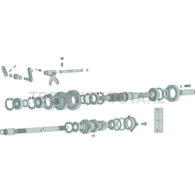GRANIT Wheel block For engine and PTO shaft, 540 / 750 rpm - 70806104, 178100222110 | Number of teeth: 23 / 19 / 16