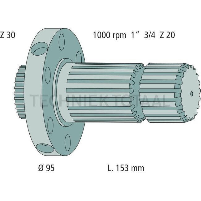GRANIT PTO shaft end piece - 70806336, 0071033100000, 926150220071, 926150220070 | Version: 1 3/4", 20 grooves