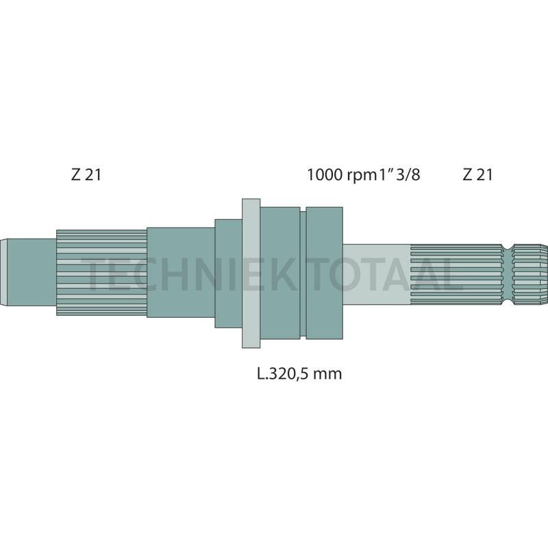 Aftakas-eindstuk 1 3/8" 21 spline, 1000 omw./min Fiat G 190-240, foto 2 van 2