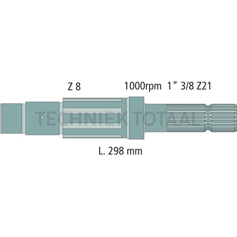 Aftakas-eindstuk 1 3/8" 21 spline, 1000 omw./min Ford, Fiat, foto 2 van 2