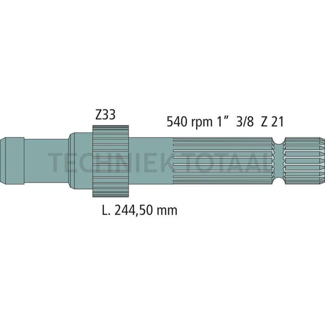 GRANIT Zapfwellenendstück 540 U/min., 1 3/8 Zoll 21 Keilnuten John Deere