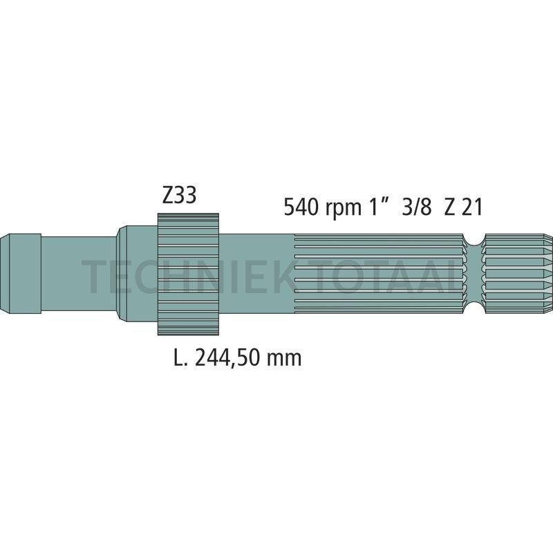 GRANIT Aftakas-eindstuk 540 omw./min., 1 3/8 inch 21 splines John Deere, foto 2 van 2