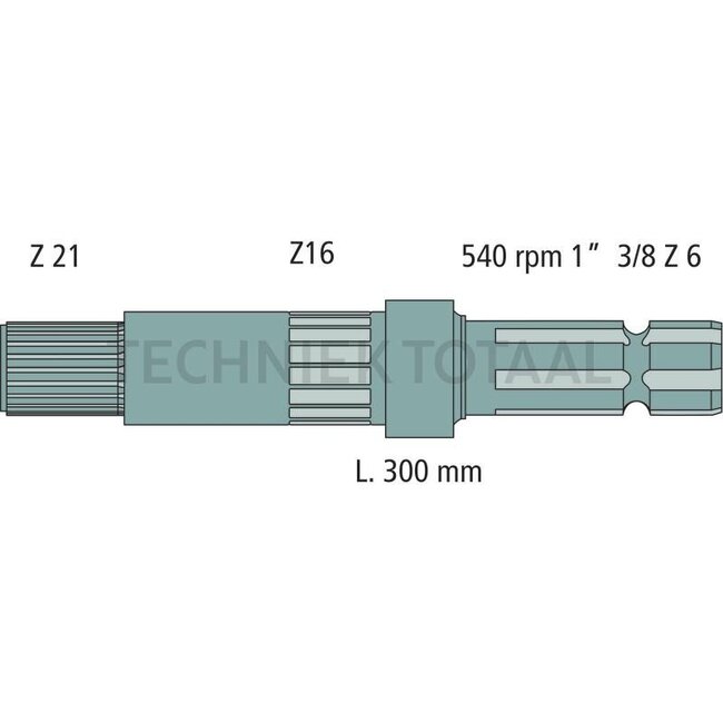 GRANIT As PTO shaft 300 mm, 1 3/8 inch 6 spline, 540/540E/1000 rpm.