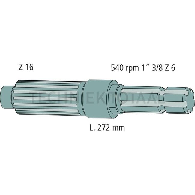 GRANIT PTO shaft end piece 272 mm, 540 rpm. John Deere