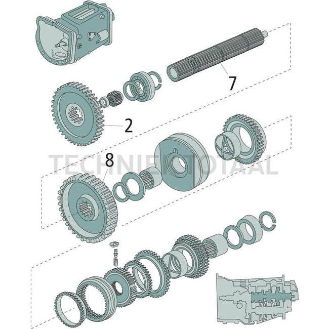 GRANIT Gear wheel main shaft 8-gears 46 teeth Massey Ferguson