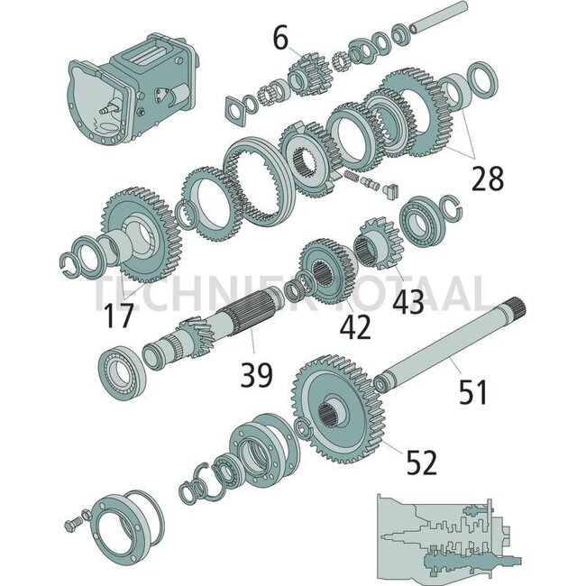 GRANIT Gear wheel layshaft synchro unit 34 teeth Massey Ferguson 375-399