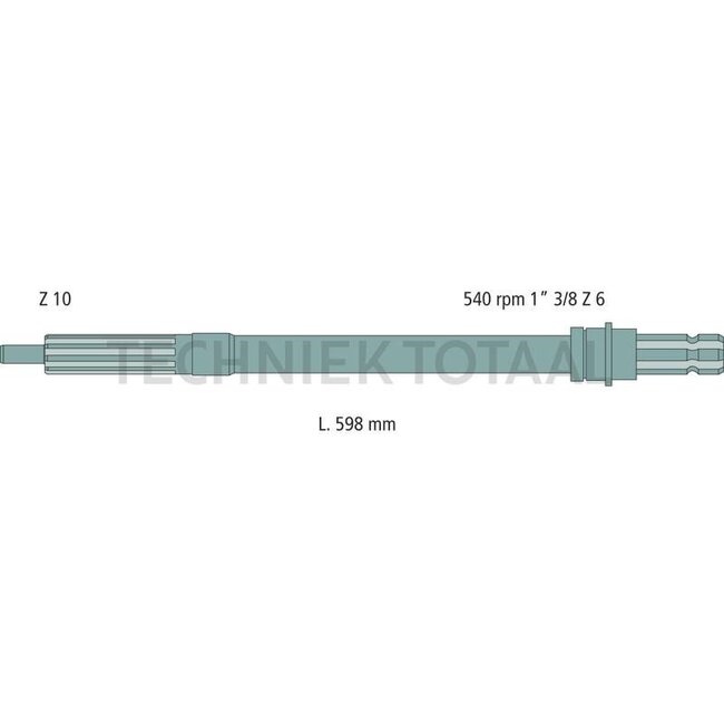 GRANIT PTO shaft end piece 1 3/8 inch, 6 splines, 600 mm, 540 rpm