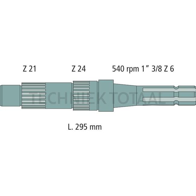 GRANIT PTO shaft end piece - 70815408, 3321752M9, 3321752M6, 3321752M5, 3321752M1 | Version: 540 rpm, Length 295 mm, 1 3/8", 6 grooves | Length: 295 mm