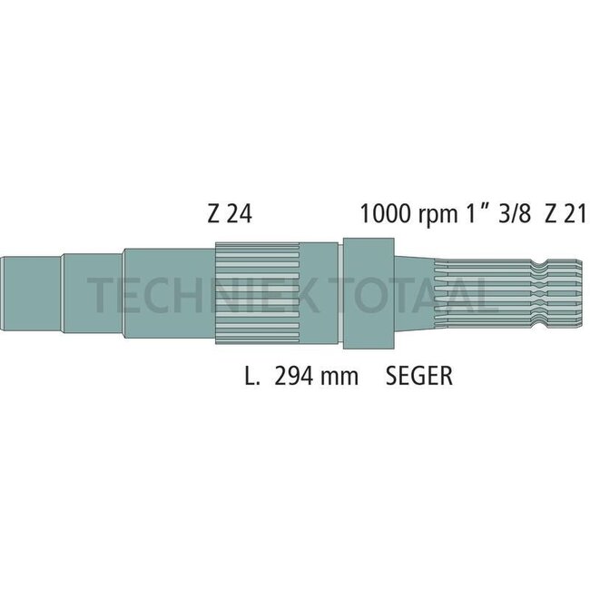 GRANIT PTO shaft end piece 1 3/8 inch, 21 splines, 295 mm, 1000 rpm