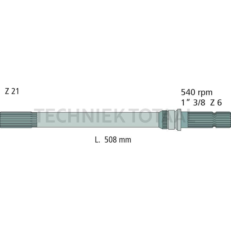 As aftakas 508 mm, 1 3/8 inch 6 spline, 540 omw./min. Massey Ferguson