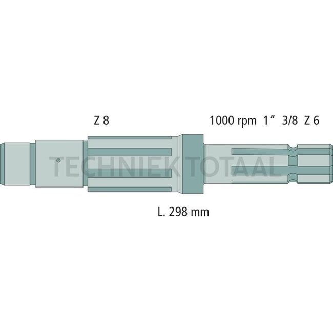 GRANIT Aftakas-eindstuk 1 3/8" 6 spline, 1000 omw./min Ford, Fiat