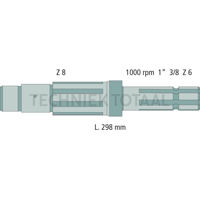 GRANIT Aftakas-eindstuk 1 3/8" 6 spline, 1000 omw./min Ford, Fiat, foto 2 van 2