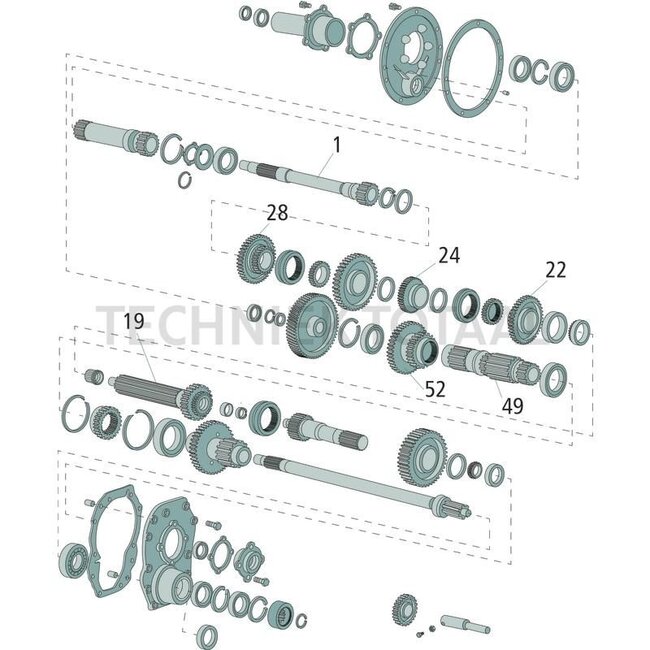 GRANIT Main shaft 19 teeth Ford 2100, 3100, 2600, 3600