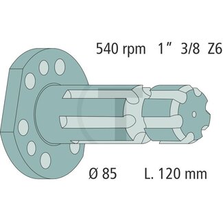 GRANIT Aftakas-eindstuk 120 mm, 1 3/8" 6 splines, 540 omw./min. Lamborghini