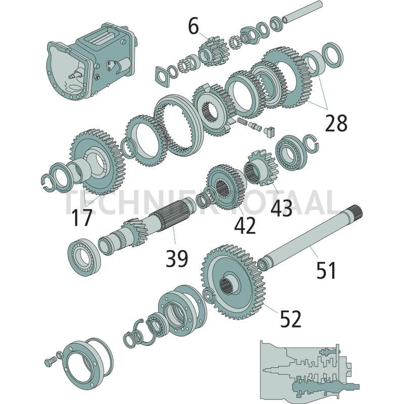 As synchromesh 12-versnellingen, 21 tanden, 406,4 mm Massey Ferguson, foto 2 van 2