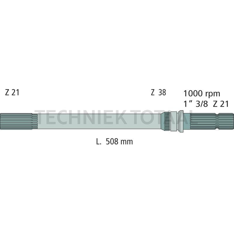 GRANIT As aftakas 508 mm, 1 3/8 inch 21 spline, 1000 omw./min.