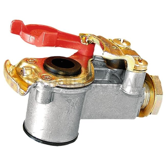Wabco Luchtdrukkoppeling - 8289522010020, 9522010020 | Uitvoering: rood, voorraadleiding, met filter | Aansluitdraad: M16 x 1,5, bevestiging met M24 x 1,5 buitendraad | Aansluiting: M16 x 1,5 buitendraad | Max. werkdruk: 8,5 bar | Voertuig/toepassing: oplegger,