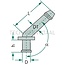 Elbow Ø D 8 mm, Ø D1 8 mm, h 11 mm, L 32 mm, angle 135°, DOT4