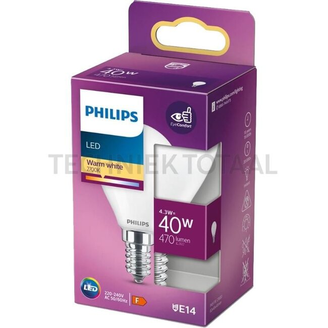 Philips LED Leuchtmittel E14 | 40W | Warmweiß | 2700 K - 3P30081020