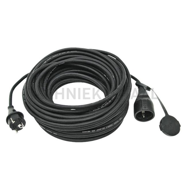 Verlängerungskabel 3 x 1,5 mm² Gummi schwarz, IP44, 25 m